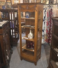 Antique Oak Single Door China Cabinet – Only 21 Inches Wide