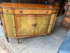 Italian Style Hand Painted with Cherubs Mahogany Cupboard Sideboard.