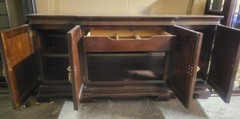 Stunning Cherrywood and glass curio cabinet two pieces w/ lights beveled glass