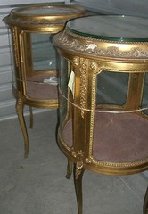 Vitrine Curio cabinet 1890’s gilt Louis XVI style belle Epoque- Matching pair