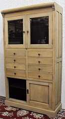 Antique Style Country French Bevel Glass Solid Wood Stripped Cabinet Glass Doors
