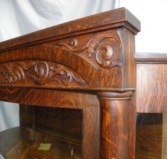 Antique Oak China or Curio Cabinet – Lion heads and claw feet