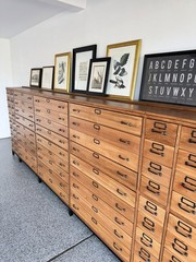 Antique 63 Drawer Lab, Parts or Apothecary Storage Cabinet, Card Catalog