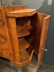 ART DECO CABINET CONSOLE BURLWOOD VENEER 5 DOORS FRANCE OR USA EARLY 20TH C.