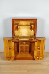Art Deco Speckled Mahogany Bar Cabinet, circa 1930