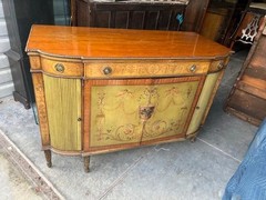 Italian Style Hand Painted with Cherubs Mahogany Cupboard Sideboard.