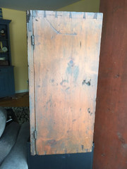antique country panel wall cupboard hanging cabinet primitive box pine painted