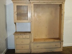Antique Vintage Rustic Display Cabinet TV Entertainment Center Shelf Cubby