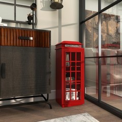 Vintage Wooden Telephone Storage Unit – London Booth Accent Cabinet, 2 Shelves,