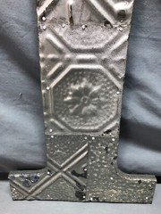 Decorative Salvage Tin Ceiling 16″ Patchwork Silver Metal VTG Letter I 219-25B