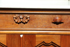 Superb Large Walnut Victorian Renaissance Revival Marble Top Washstand Cabinet