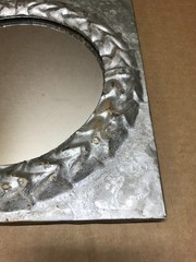 Decorative Salvaged Tin Ceiling 13″ Sq. Wreath Metal Silver Mirror Old 628-26B