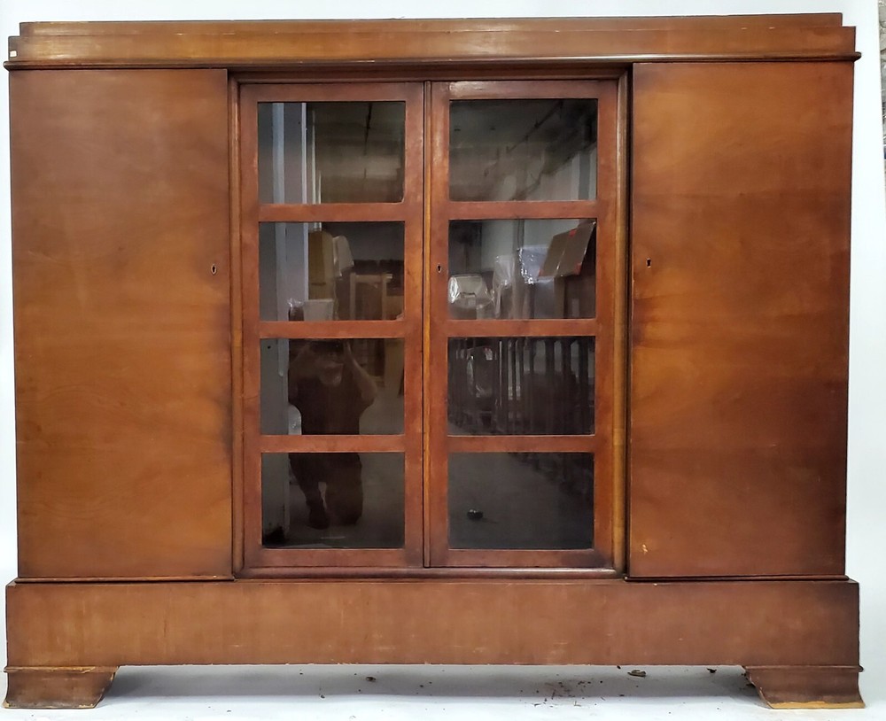 French 1920’s Walnut Art Deco China Cabinet