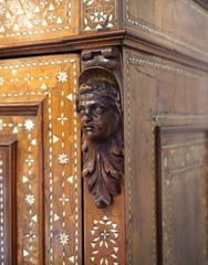 Incredible 19th Century Italian Inlaid Cabinet with Figural Design 2 Dr/ 4 Drawe
