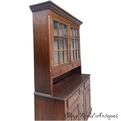 Antique Softwood dutch cupboard stepback spice drawers cabinet country primitive