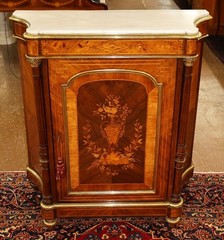 Late 19th Century French Napoleon III Marble Top Inlaid Server Side Cabinet