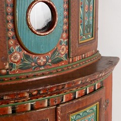 Original Painted Swedish Mora Clock Corner Cabinet, circa 1820-40