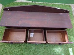 Vtg Solid Wood Hanging Cabinet, 3 Drawers , Embossed Frosted Glass ,Rustic 24in