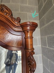 Pulaski Antique Wood Glass Display Cabinet with Carvings Mirror Back
