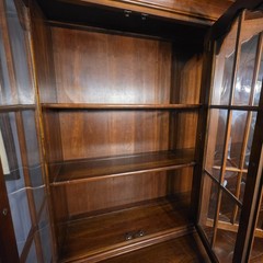 Antique Cherry Wood China Cabinet And Side Bar Table 1978
