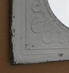 VTG Decorative Salvaged Tin Ceiling 23″ SQ. 12″ Round Mirror Metal Old 1722-25B