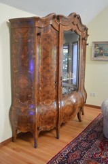 Antique Italian Inlaid Burlwood center hall Palace size massive Display Cabinet