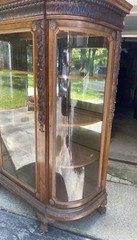 R. J. HORNER OAK 3 DOOR WINGED GRIFFIN CHINA CABINET