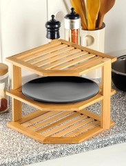 RoyalHouse Bamboo 3-Tier Corner Shelf Organizer for Countertop &