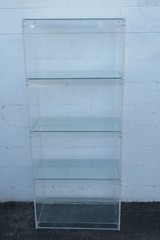 Mid Century Lucite and Glass Etagere Open Shelf Display Cabinet 5130