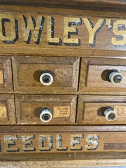Vintage Crowley’s Needles Wood Cabinet – Antique 12 Drawer Cabinet