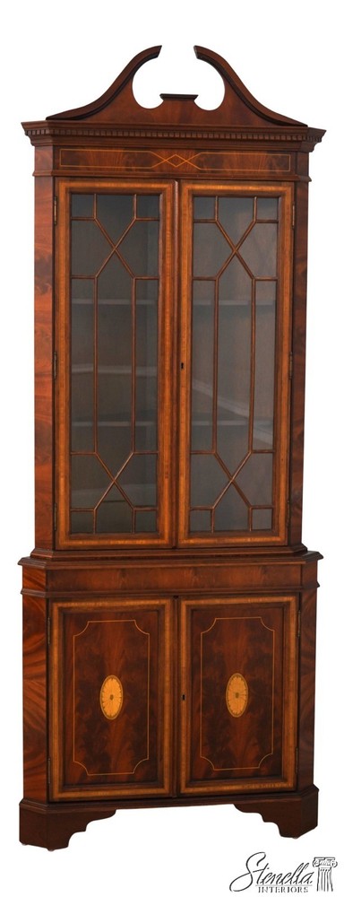73676: English Made Mahogany Inlaid Corner Cabinet 2 Of 2