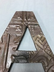 Decorative Salvage Tin Ceiling 12″ Patchwork RUST Metal VTG Letter A Old 227-25B