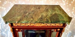 Louis XV Style Vitrine Marquetry 19Century with Marble Top & Gilded Ornaments 