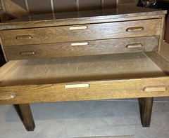 Antique Oak Architects flat file, Flat file, Map flat file