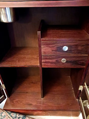 Mid Century Modern Vintage Rosewood Expandable Top Rolling Bar cabinet