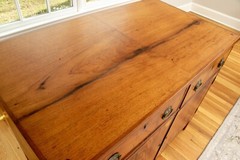 Antique American Two Door Cabinet With Custom Glass Top