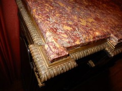 ANTIQUE FRENCH NAPOLEON III INLAID AND BURL ORMOLU MARBLE TOP SIDEBOARD CA. 1860
