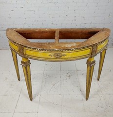 18th century Italian Demilune Marble top painted Console table