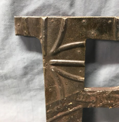 Decorative Salvage Tin Ceiling 12″ Patchwork RUST Metal VTG Letter P Old 235-25B