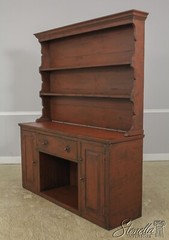 L57591: Primitive Country Painted Bench Made Pewter Cabinet