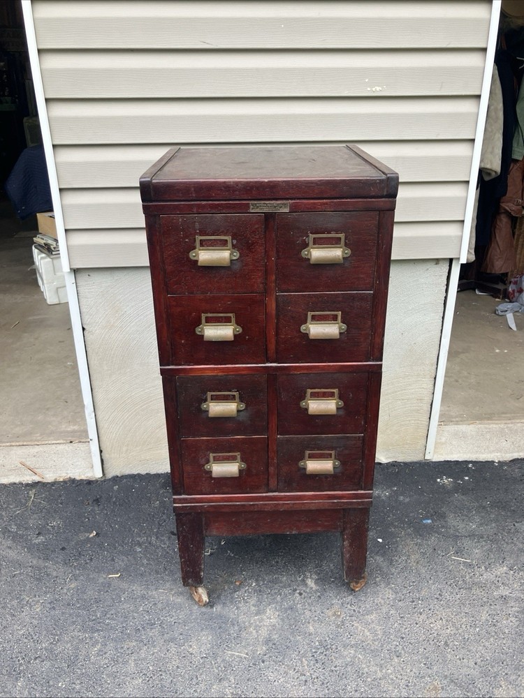 Antique File Cabinet stackable Brass knobs 4 Pieces By Winter Records Co Kansas