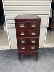 Antique File Cabinet stackable Brass knobs 4 Pieces By Winter Records Co Kansas
