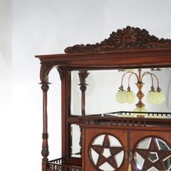 Mahogany Star Pentagram Etagere with Mirrors, Spindles & Eagles C1900