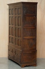 RESTORED ANTIQUE GEORGIAN CIRCA 1720 PANELLED OAK HOUSEKEEPERS CUPBOARD WARDROBE