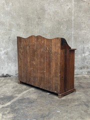 Antique Primitive Hardwood Cupboard, Scalloped Gallery, Hand-Forged Iron 19th C.