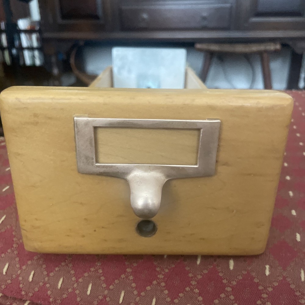Vintage Library Card Catalog Drawer With Brass Pull