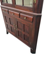 Antique Cherry 2 part corner cupboard cabinet original surface 1820 Pa 16 Light