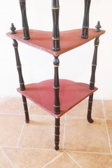 Antique Napoleon III French Corner Shelf 1850 1870 3 Shelves Black Wood