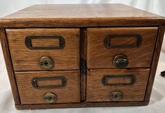 4 Drawer Library Card Catalog File Cabinet Solid Oak Old Antique Great Finish