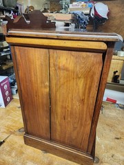 Antique 19th c Wooden Canmode Chamber Cabinet Primitive Walnut Potty Cupboard